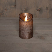 stompkaars rustiek wax bewegende vlam op 3xaaa batterij met timer 12.5x7.5cm brons