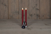 dinerkaars rustiek wax 3d vlam op 2x2aaa batterij met afstandsbediening 23cm bordeaux 2 stuks