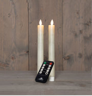dinerkaars rustiek wax bewegende vlam oplaadbaar met afstandsbediening en usb kabel 23cm wit 2 stuks