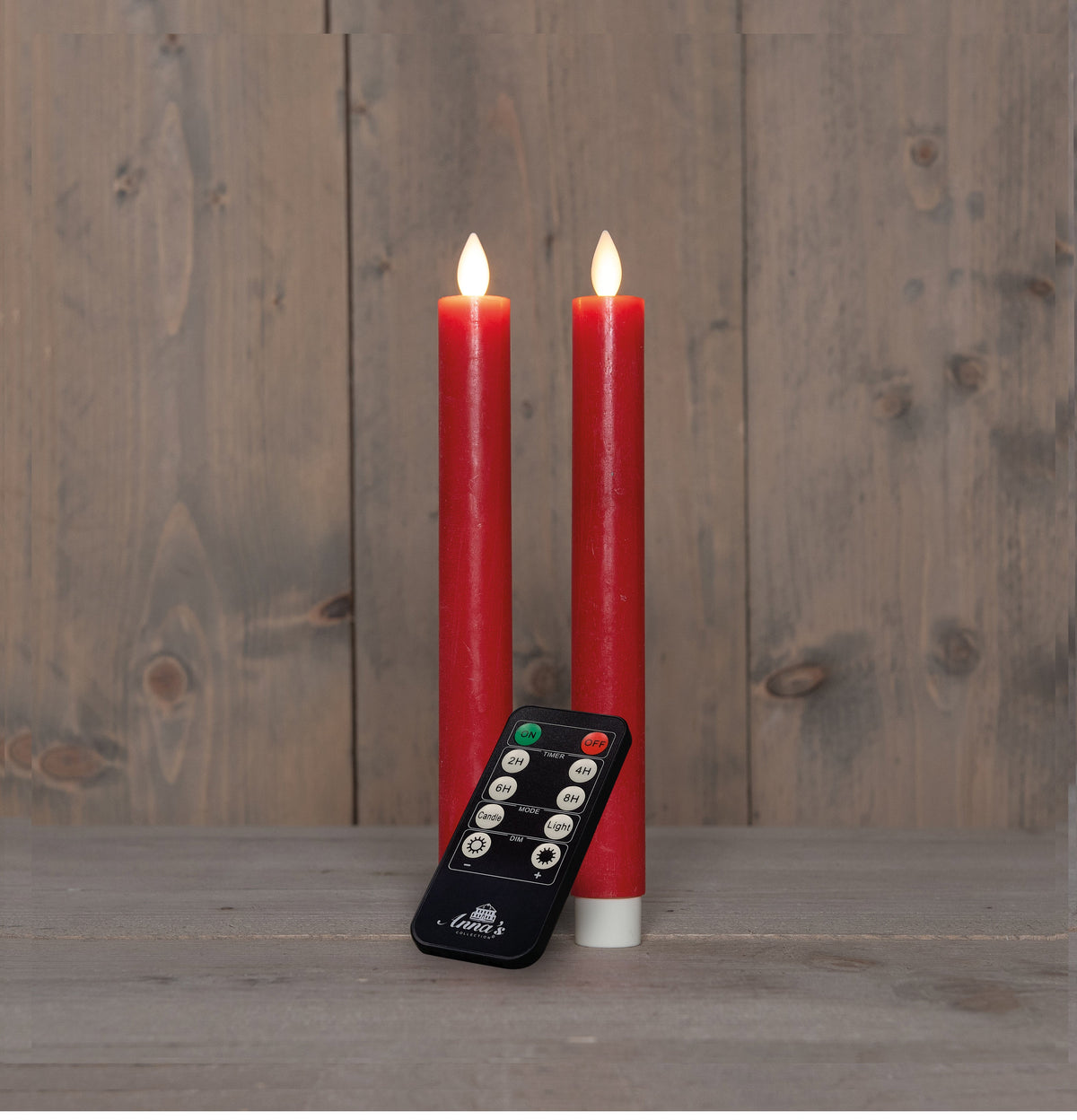 dinerkaars rustiek wax bewegende vlam oplaadbaar met afstandsbediening en usb kabel 23cm rood 2 stuks