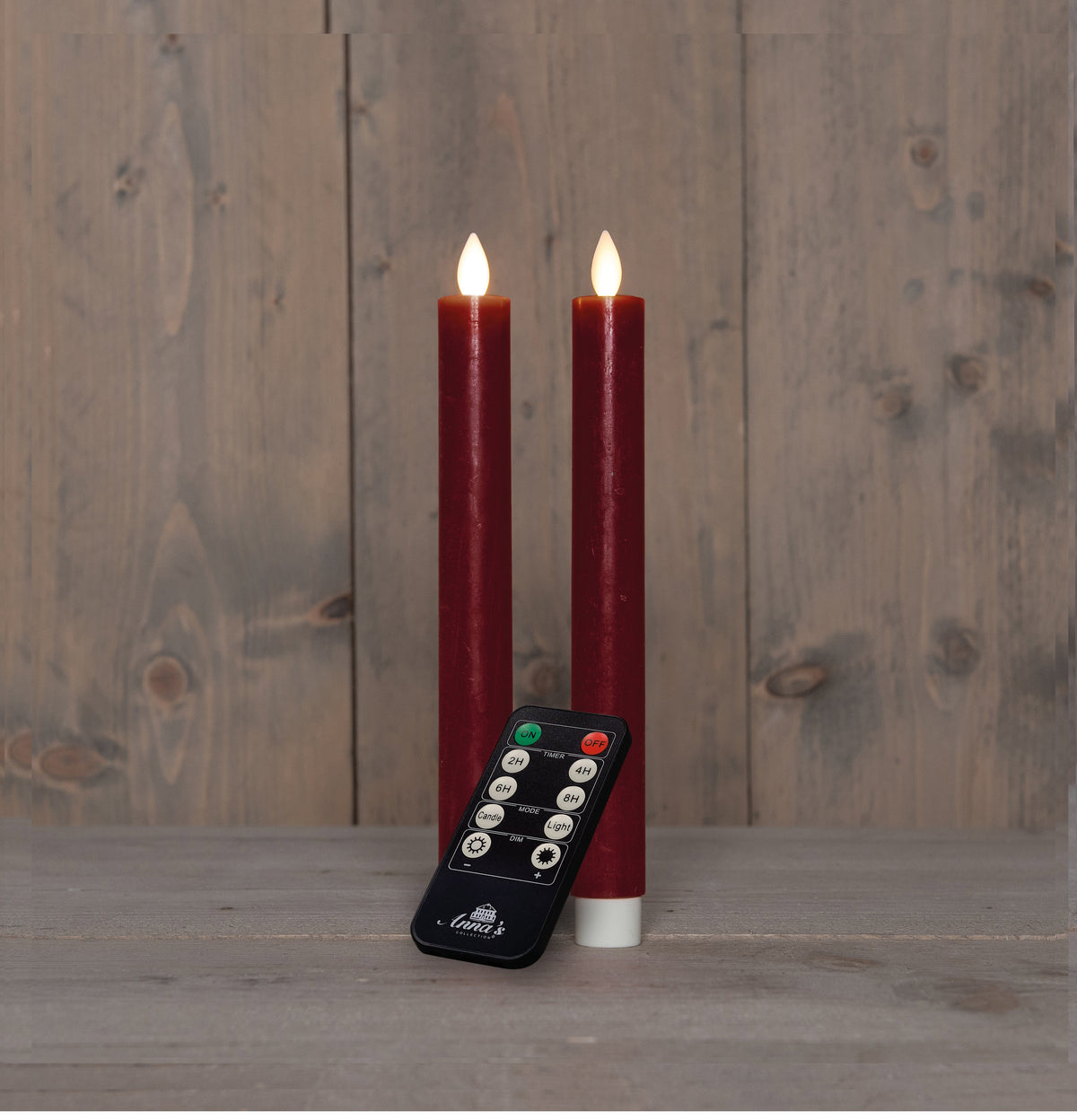 dinerkaars rustiek wax bewegende vlam oplaadbaar met afstandsbediening en usb kabel 23cm bordeaux 2 stuks