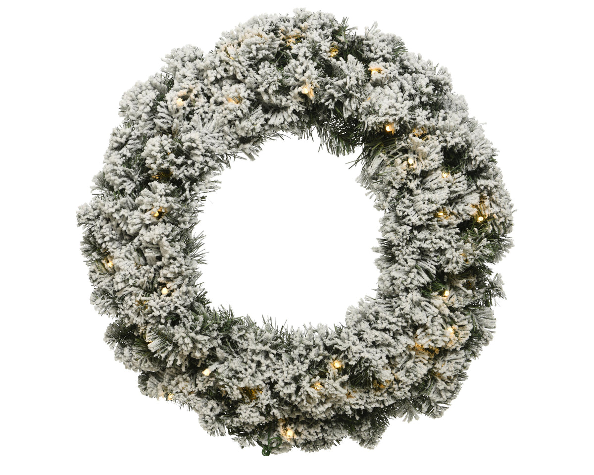 imperial krans snowy led bo binnen groen/wit/warm wit d.50cm h.13cm 40l