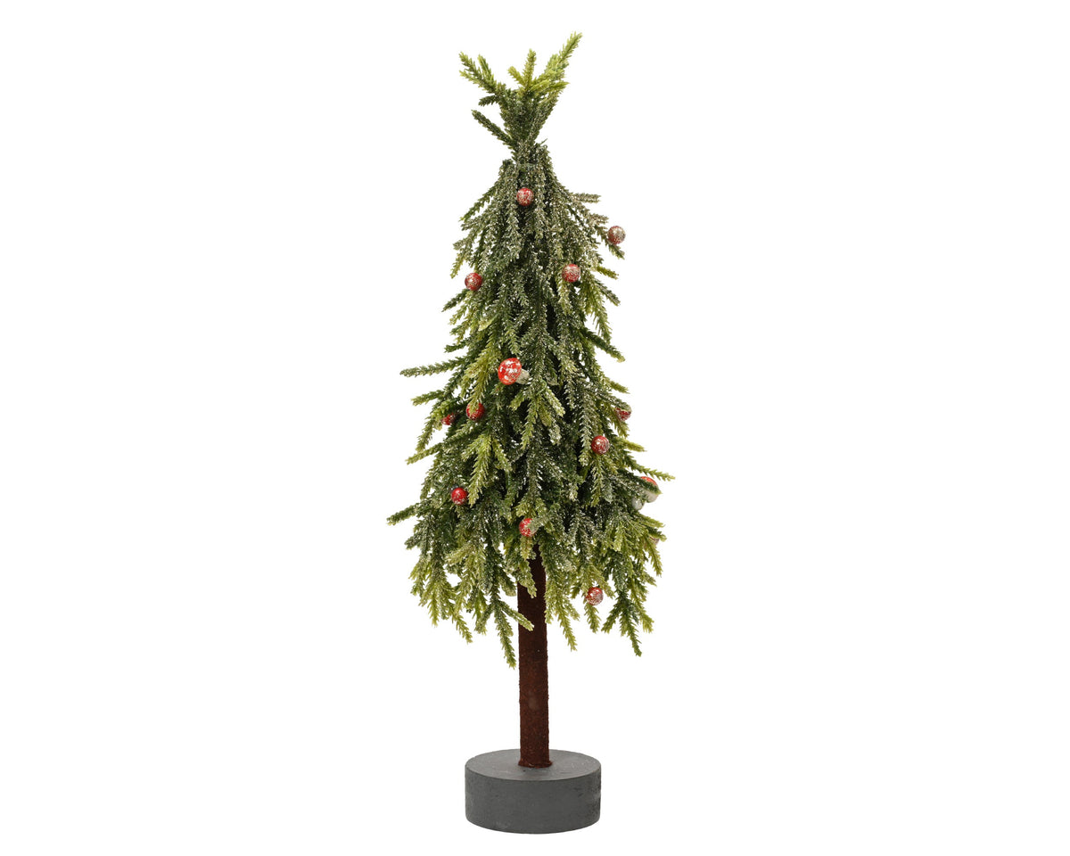 merry fir mini boom glitter w red berry and mashroom binnen groen/kleur(en) d.14cm x h.45cm