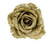 roos op clip polyester glitters goud d.12cm x h.7.5cm