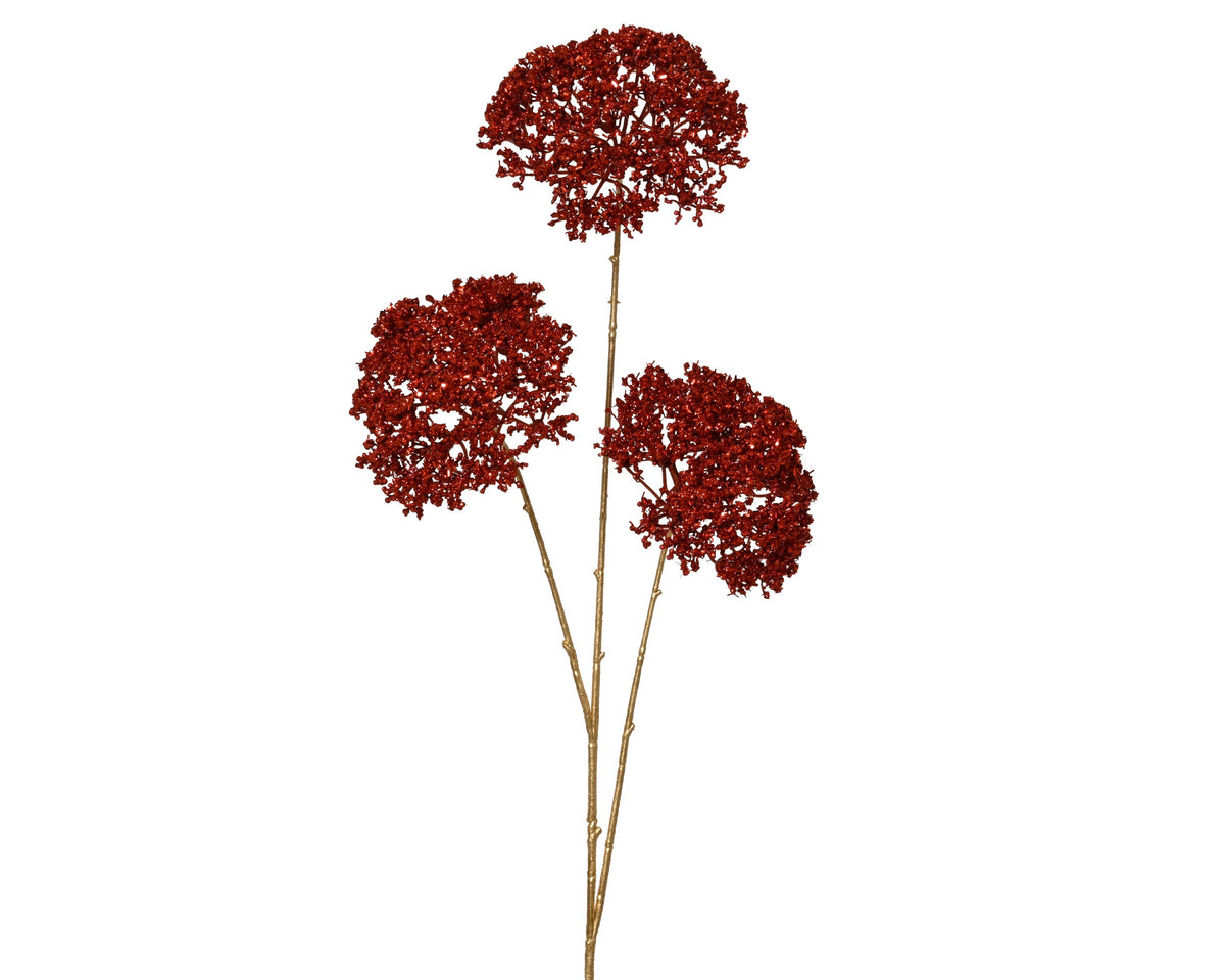 queen anne plastic glitter 3 heads rood l.38cm x w.30cm x h.88cm