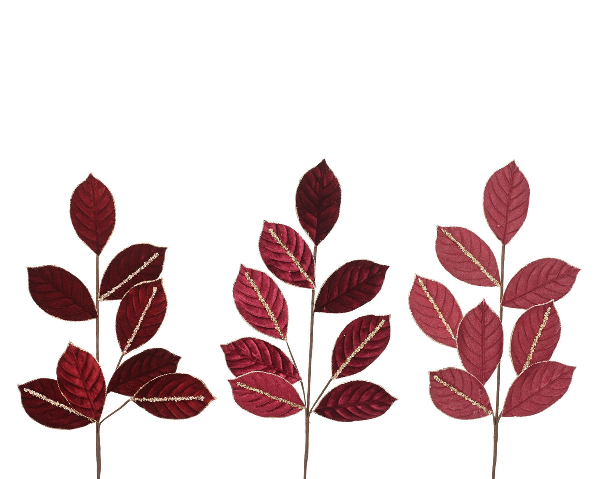 spray op steel polyester fluweel glitter, sequin leaves 3col ass assortie l.1cm x w.25cm x h.69cm