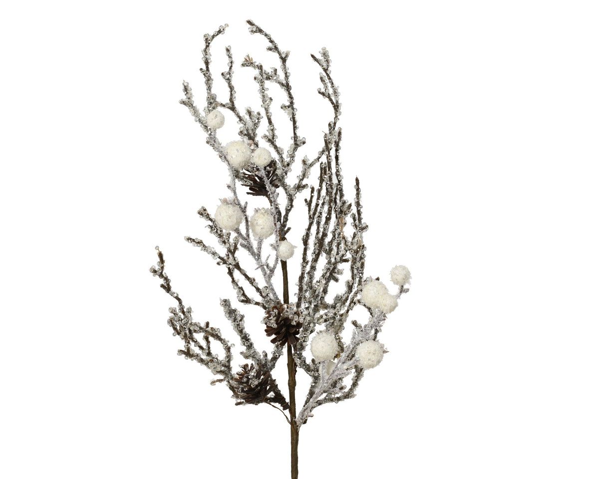 spray acryl sugar pinecones, foam berries naturel l.20cm x w.5cm x h.55cm