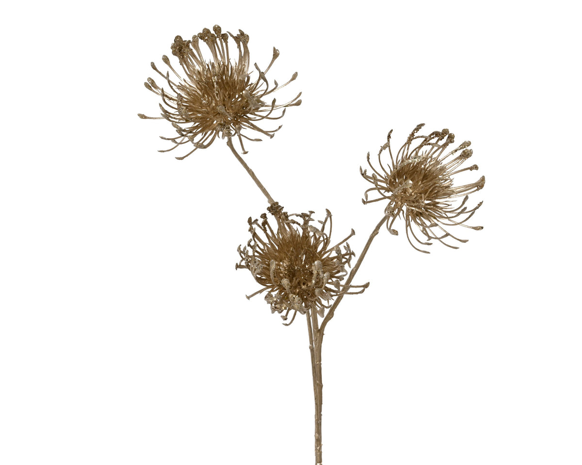 spray op steel pe metallic thistle 3 heads champagne l.24cm x w.22cm x h.75cm