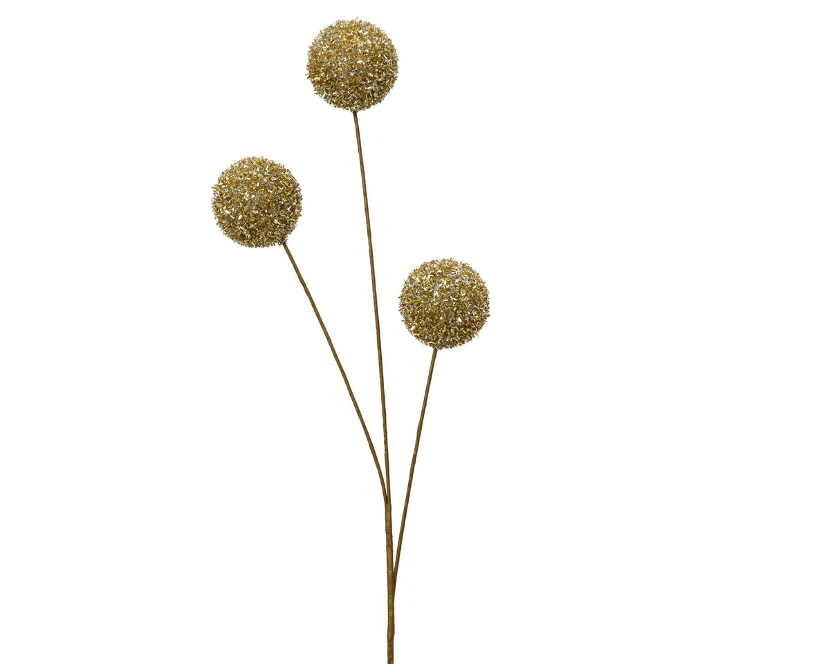 spray foam tinsel and glitter 3 ball goud l.22cm x w.7cm x h.70cm