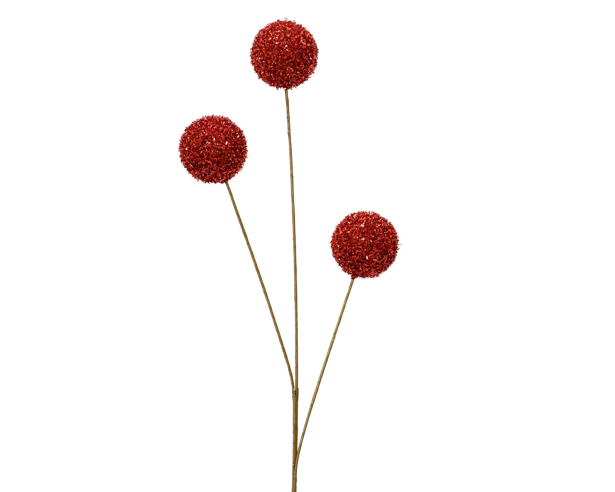 spray foam tinsel and glitter 3 ball rood l.22cm x w.7cm x h.70cm