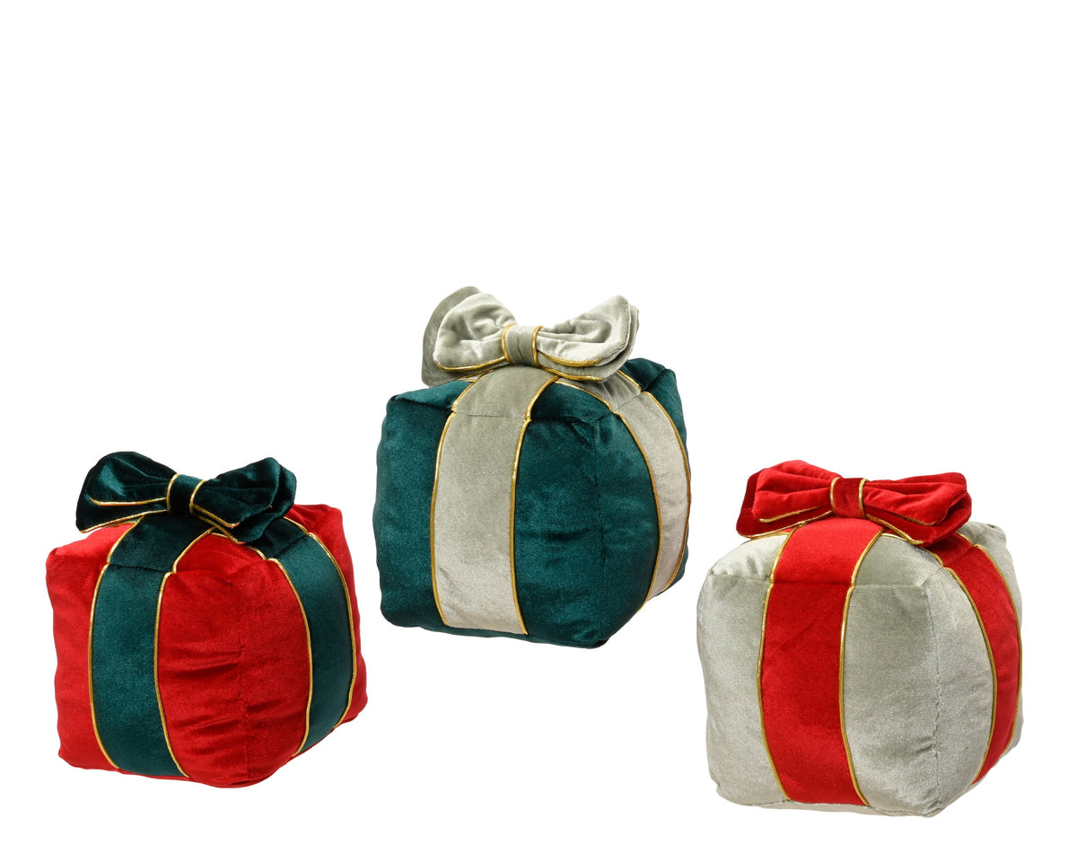 giftbox polyester fluweel giftbox bow 3col ass assortie l.13cm x w.13cm x h.15cm
