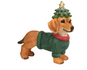 hond polyresin groen/kleur(en) l.13.5cm x w.30.5cm x h.30cm