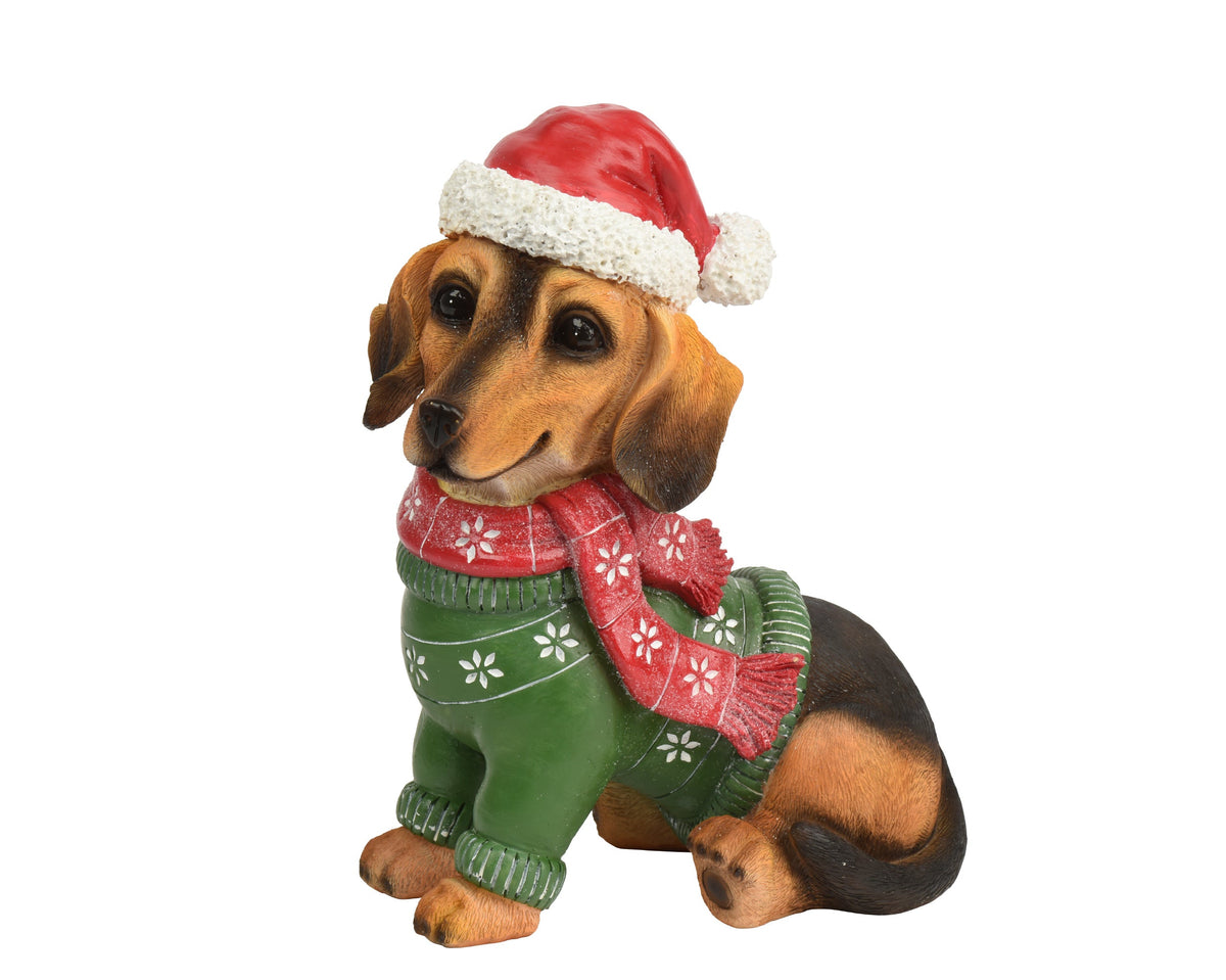 hond polyresin groen/kleur(en) l.15cm x w.23.5cm x h.29cm