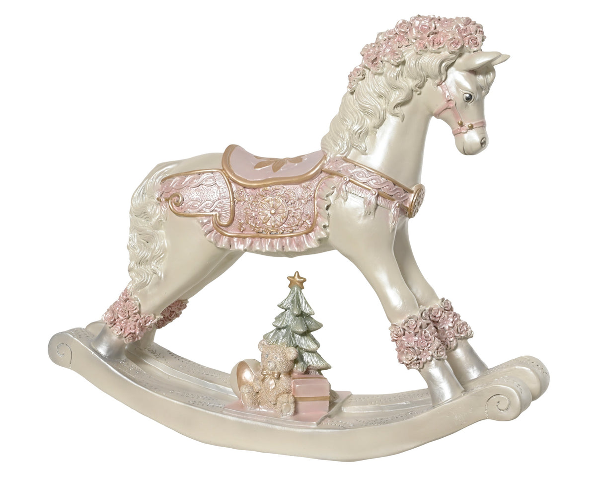 hobbelpaard polyresin bears roze/kleur(en) l.13.5cm x w.55cm x h.46cm