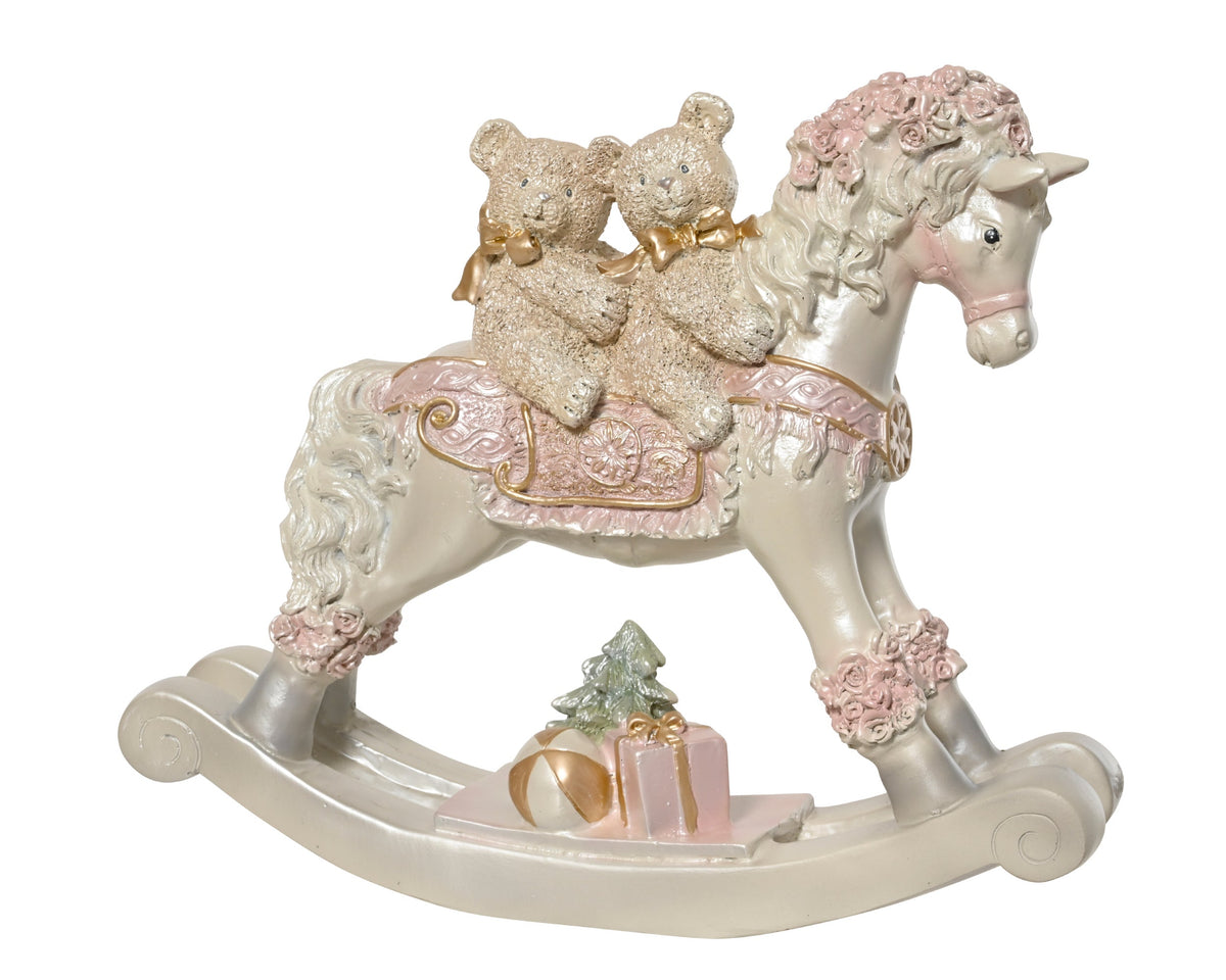 hobbelpaard polyresin bears roze/kleur(en) l.7cm x w.25.5cm x h.21cm