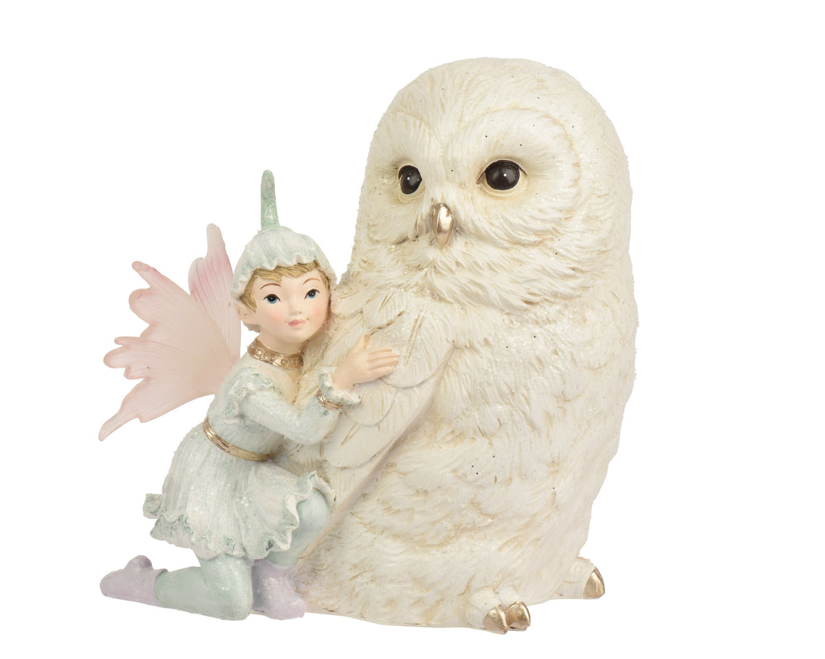 uil polyresin elf creme/kleur(en) l.20.3cm x w.12.7cm x h.20.6cm