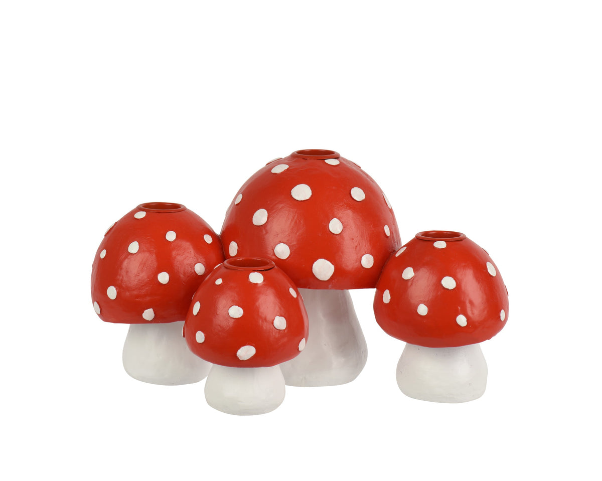 kandelaar polyresin rood/wit l.24.5cm x w.15.8cm x h.13.5cm