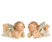 engel polyresin standing bow 2ass assortie l.8cm x w.4cm x h.5cm