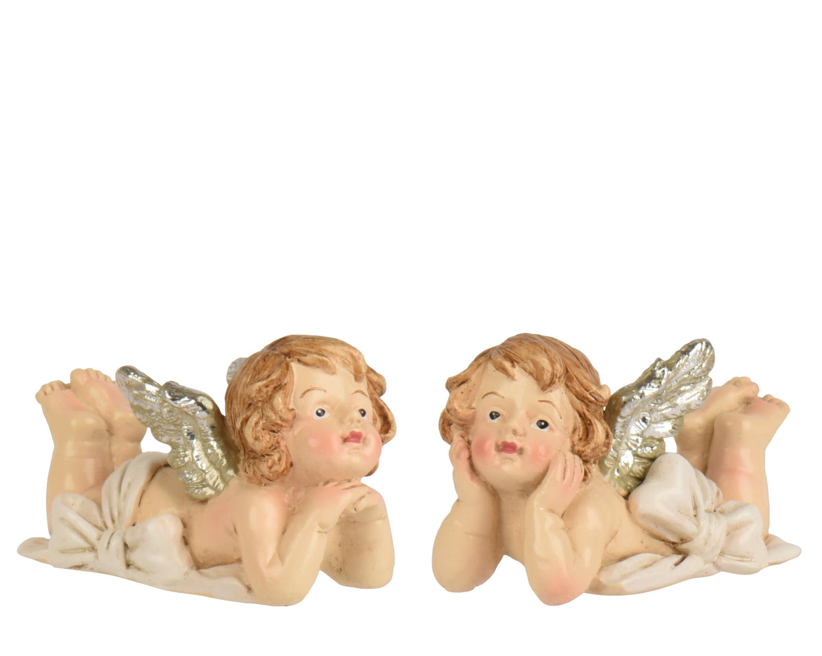 engel polyresin standing bow 2ass assortie l.8cm x w.4cm x h.5cm