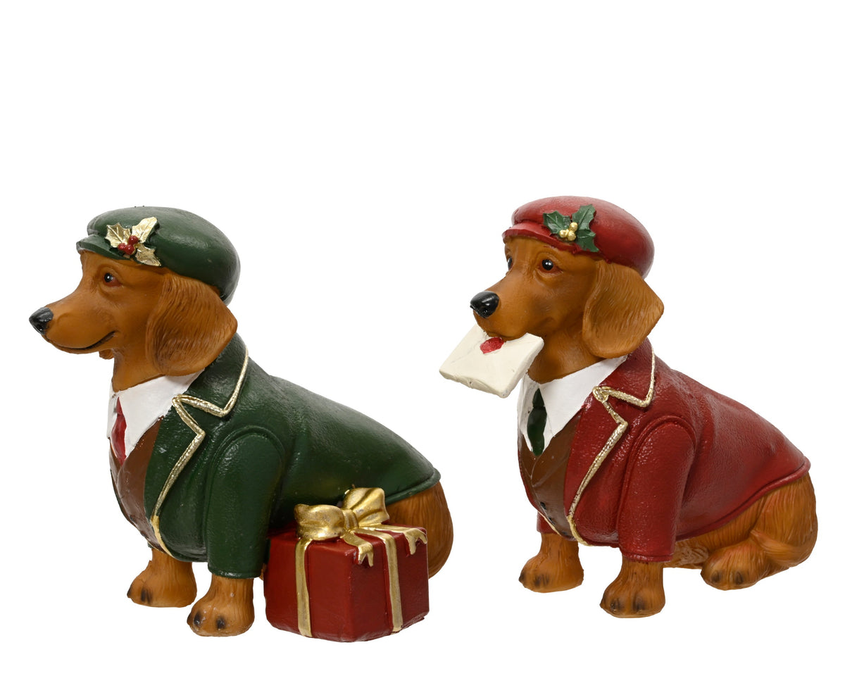 hond polyresin sitting giftbox-letter 2ass assortie l.14.5cm x w.7cm x h.14cm