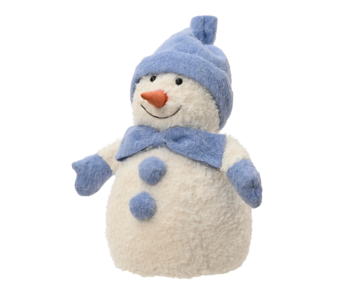 sneeuwpop polyester wit/blauw l.20cm x w.26cm x h.30cm