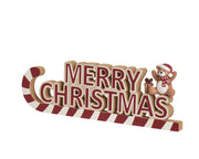teken mdf merry christmas, w polyresin bear fsc mix 70% rood/kleur(en) l.2cm x w.28cm x h.9cm