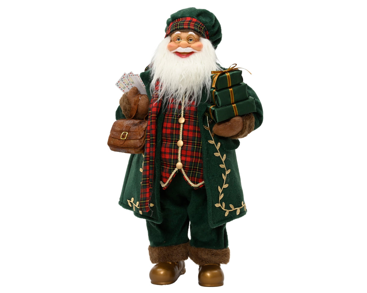 kerstman plastic polyester fabric, paper card, brown bag, foam presents with ribbion groen/kleur(en) l.29cm x w.13cm x h.45cm