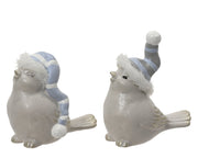vogel terracotta with fur 2ass licht grijs l.13.5cm x w.7.5cm x h.15.5cm