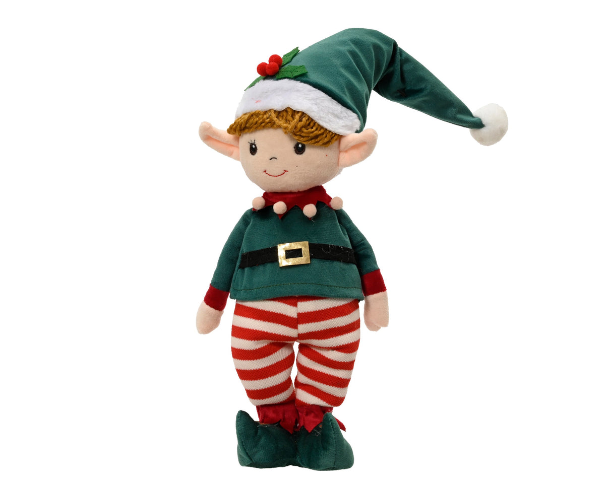 elf polyester standing styrofoam hard body groen/rood l.17cm x w.12cm x h.60cm