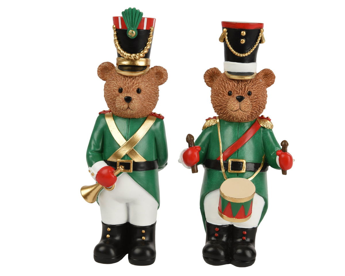 beer polyresin bear w drum - trumpet 2ass multi l.11cm x w.10.5cm x h.23cm