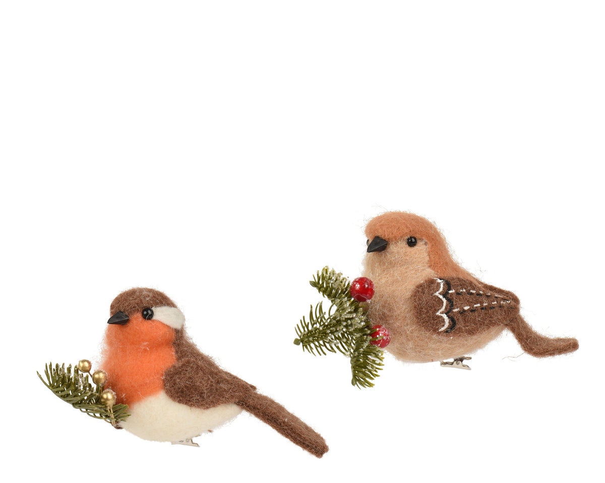 vogel wol op clip 2col ass bruin/kleur(en) l.6.5cm x w.12cm x h.8cm