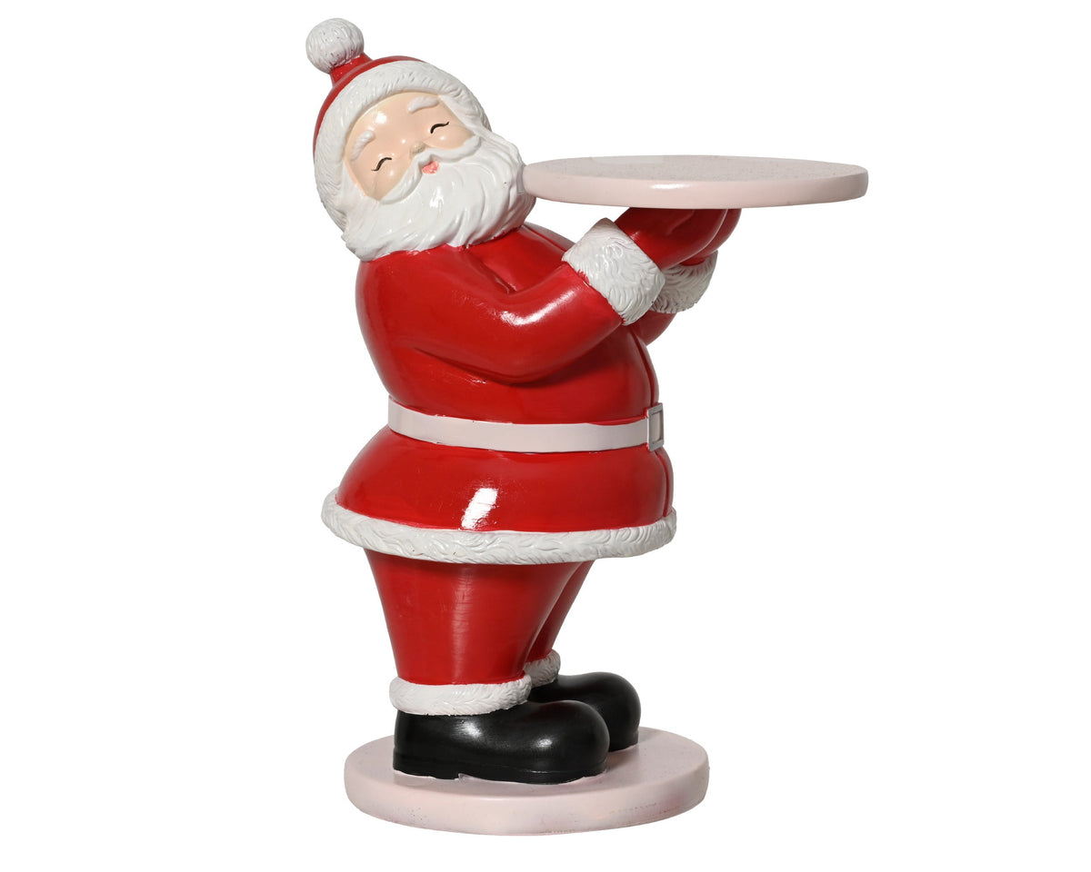 kerstman polyresin plate rood/kleur(en) l.22.2cm x w.13.6cm x h.28.6cm