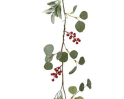 slinger polyester with berries groen/rood l.150cm x w.7cm x h.3cm