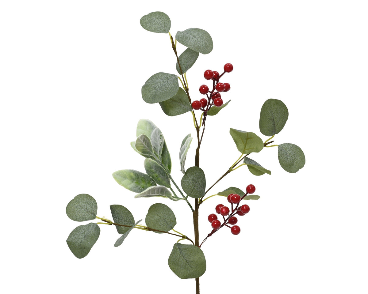spray polyester with berries groen/rood l.50cm x w.10cm x h.3cm
