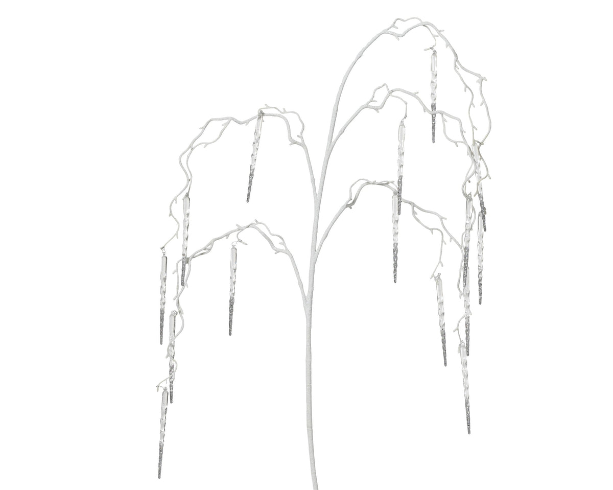 spray op steel plastic glitter icicle drop wit l.13cm x w.2cm x h.114cm