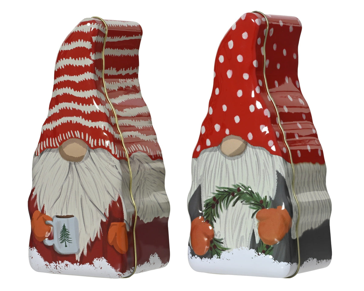 opberg blik gnome embossed gnome 2ass rood/wit l.10cm x w.7cm x h.21cm