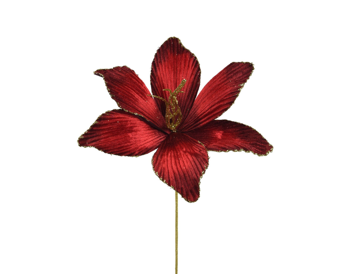 bloem polyester fluweel rood l.23cm x w.10cm x h.60cm
