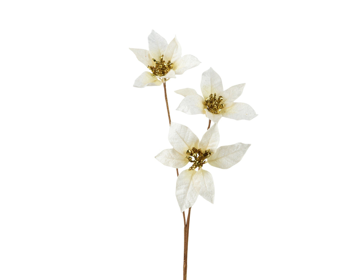 poinsettia polyester fluweel creme l.17cm x w.10cm x h.60cm