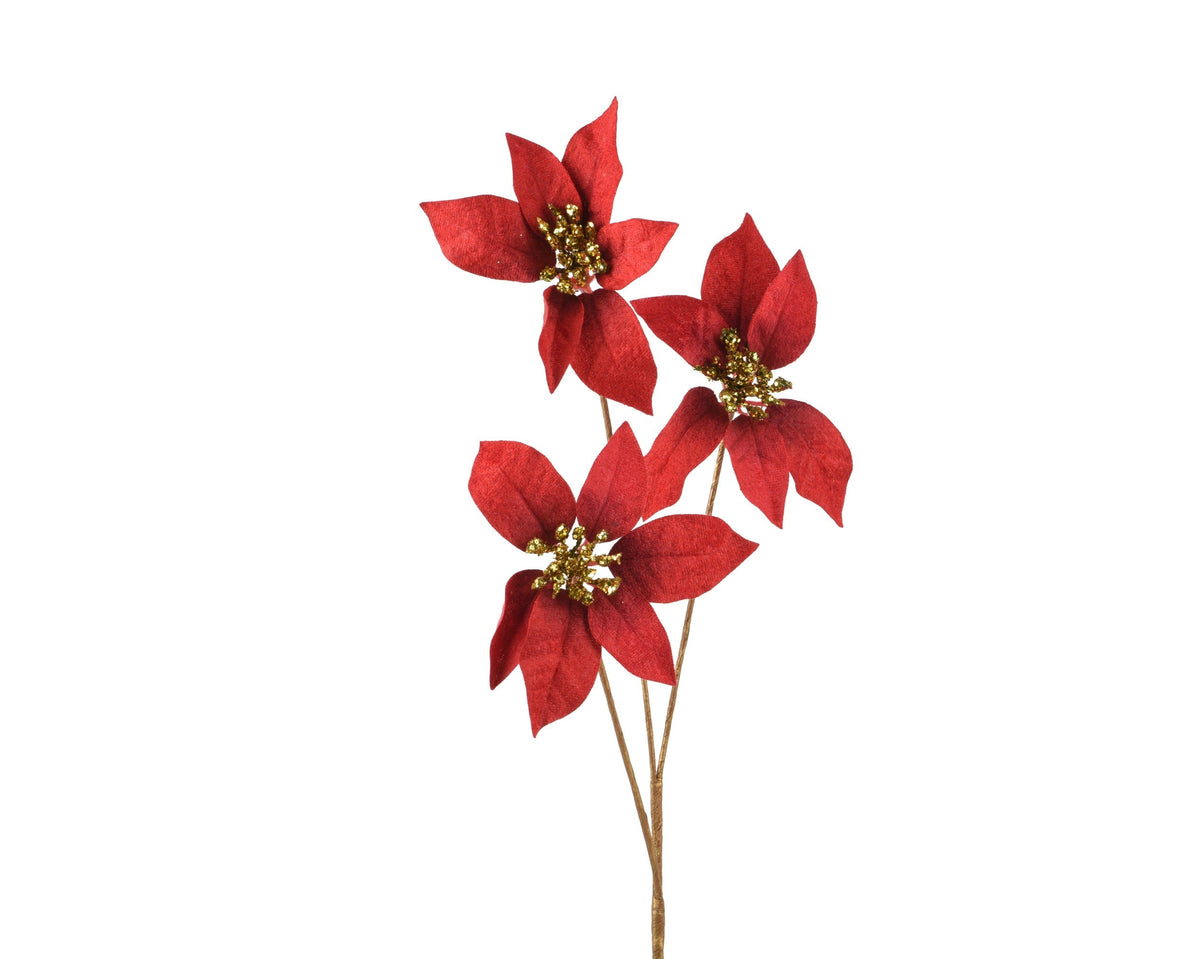 poinsettia polyester fluweel rood l.17cm x w.10cm x h.60cm