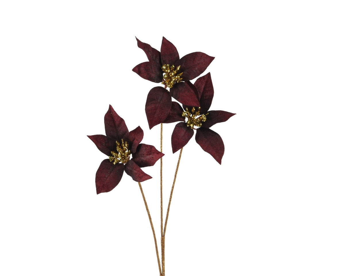 poinsettia polyester fluweel maroon l.17cm x w.10cm x h.60cm