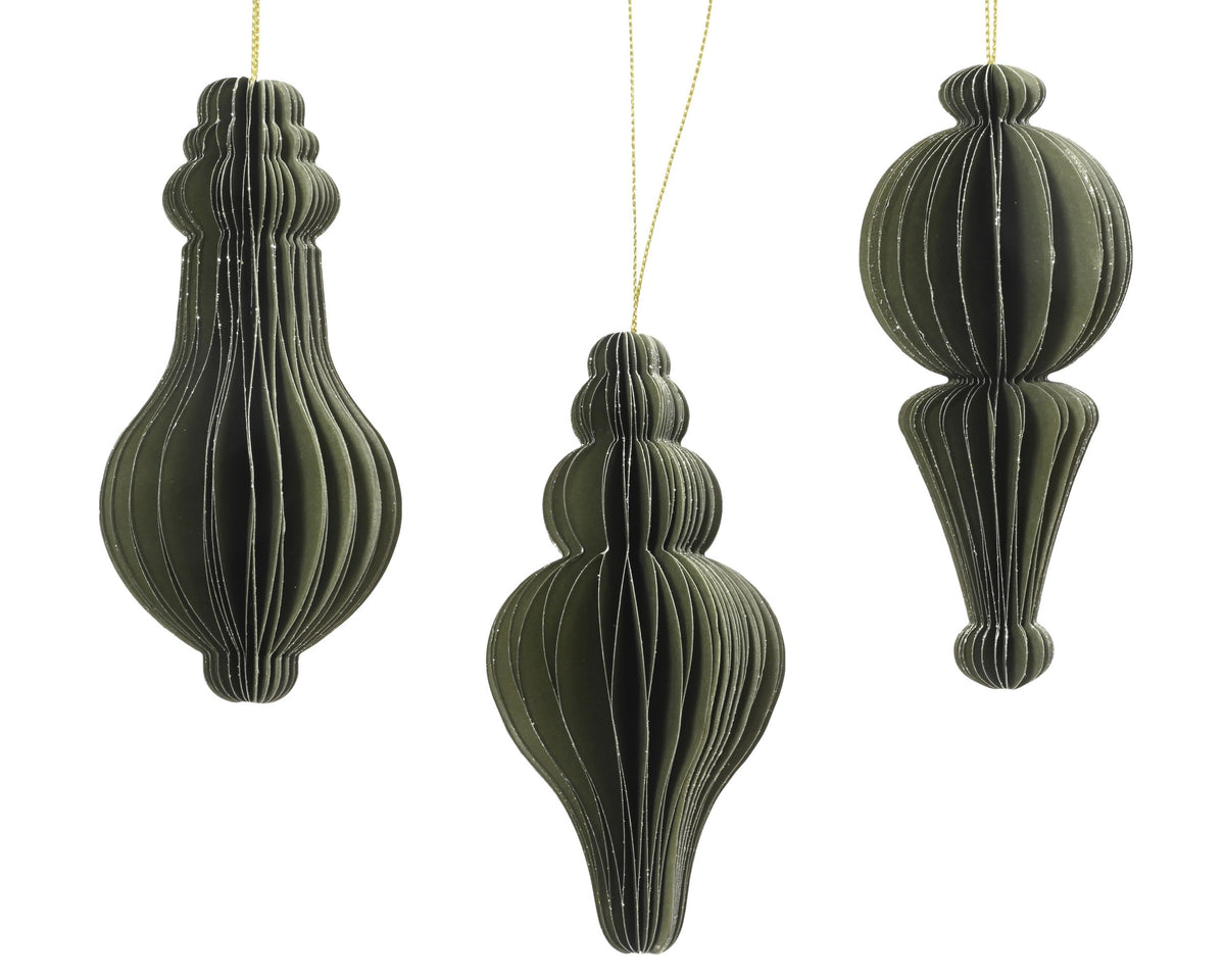 ornament papier champange gold glitter 40layers 100gsm 3ass fsc 100% groen d.5.5cm x h.12cm