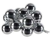 kerstballen op draad glas shiny zilver d.2.5cm