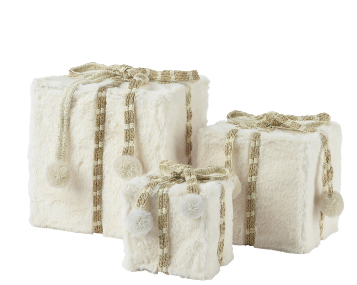 giftbox kunstbont pompom wolwit l.11cm