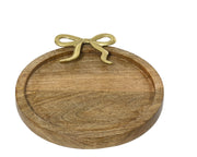 bord mangohout natural gold bow fsc mix 70% naturel l.30cm x w.33cm x h.2cm