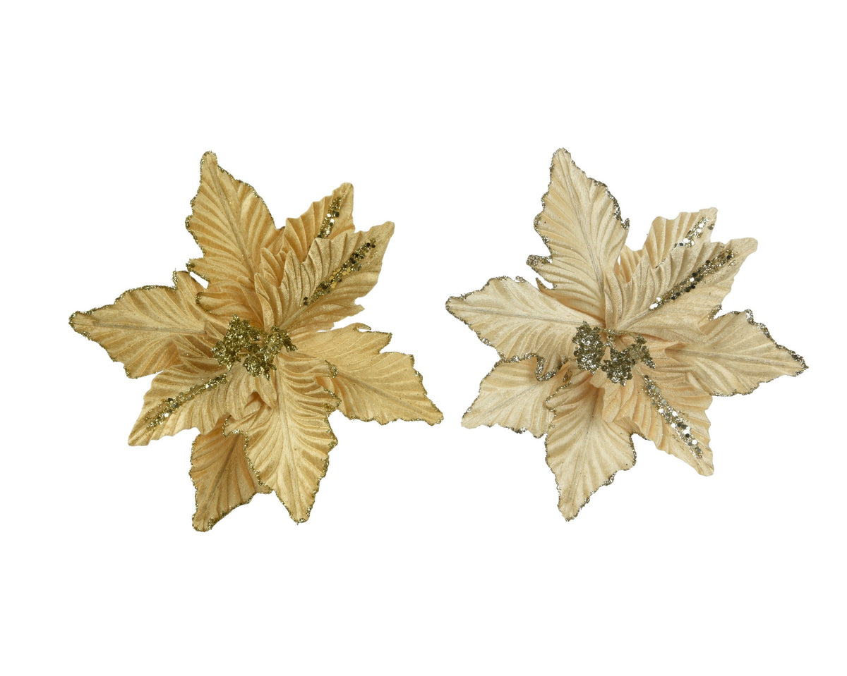 poinsettia op clip polyester glitter glitter center w sequin petal 2col ass assortie d.24cm x h.7cm