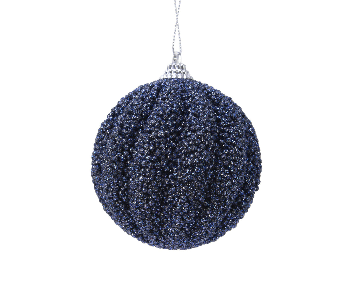 kerstbal foam glitter glitter nachtblauw d.8cm