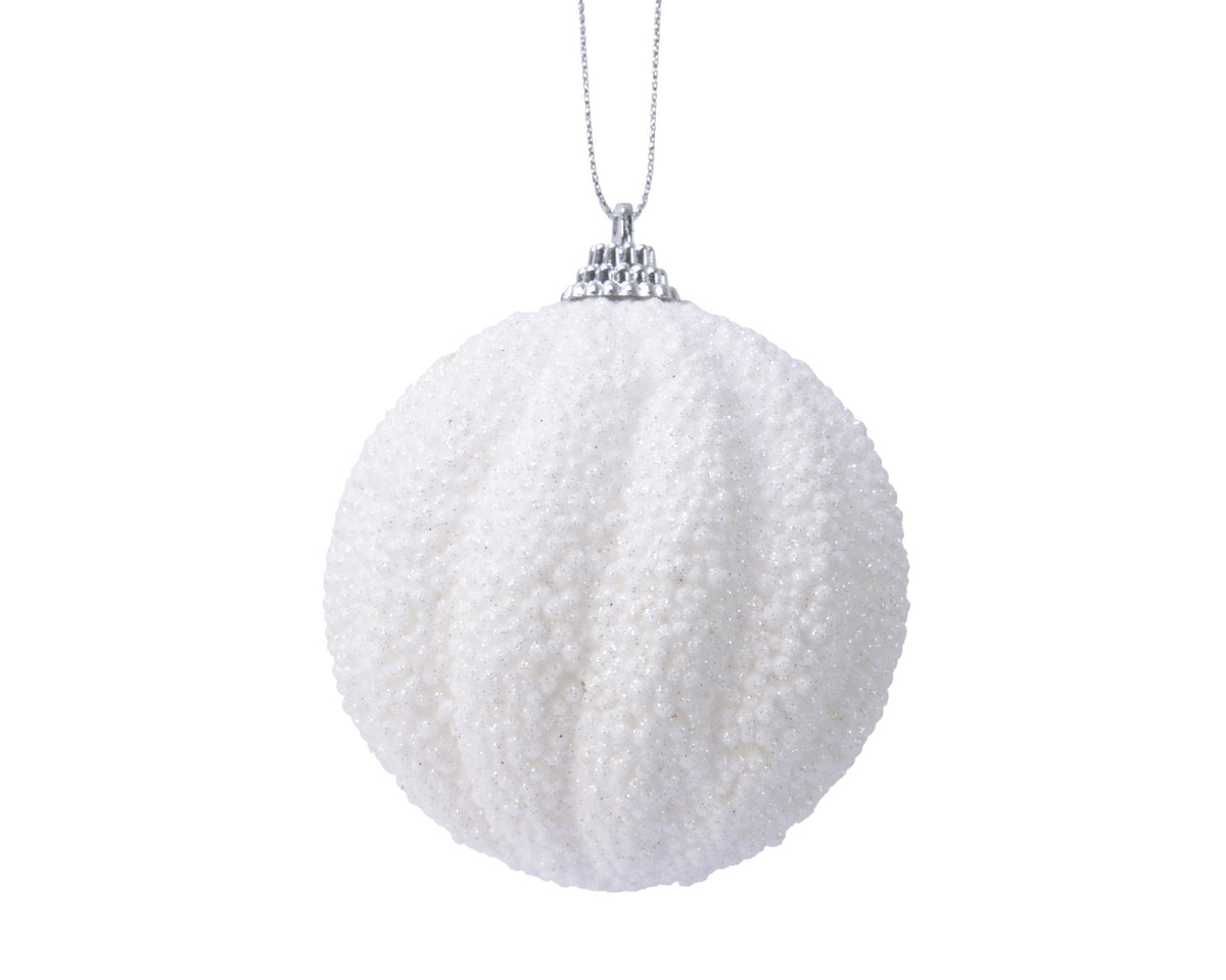 kerstbal foam glitter glitter winterwit d.8cm