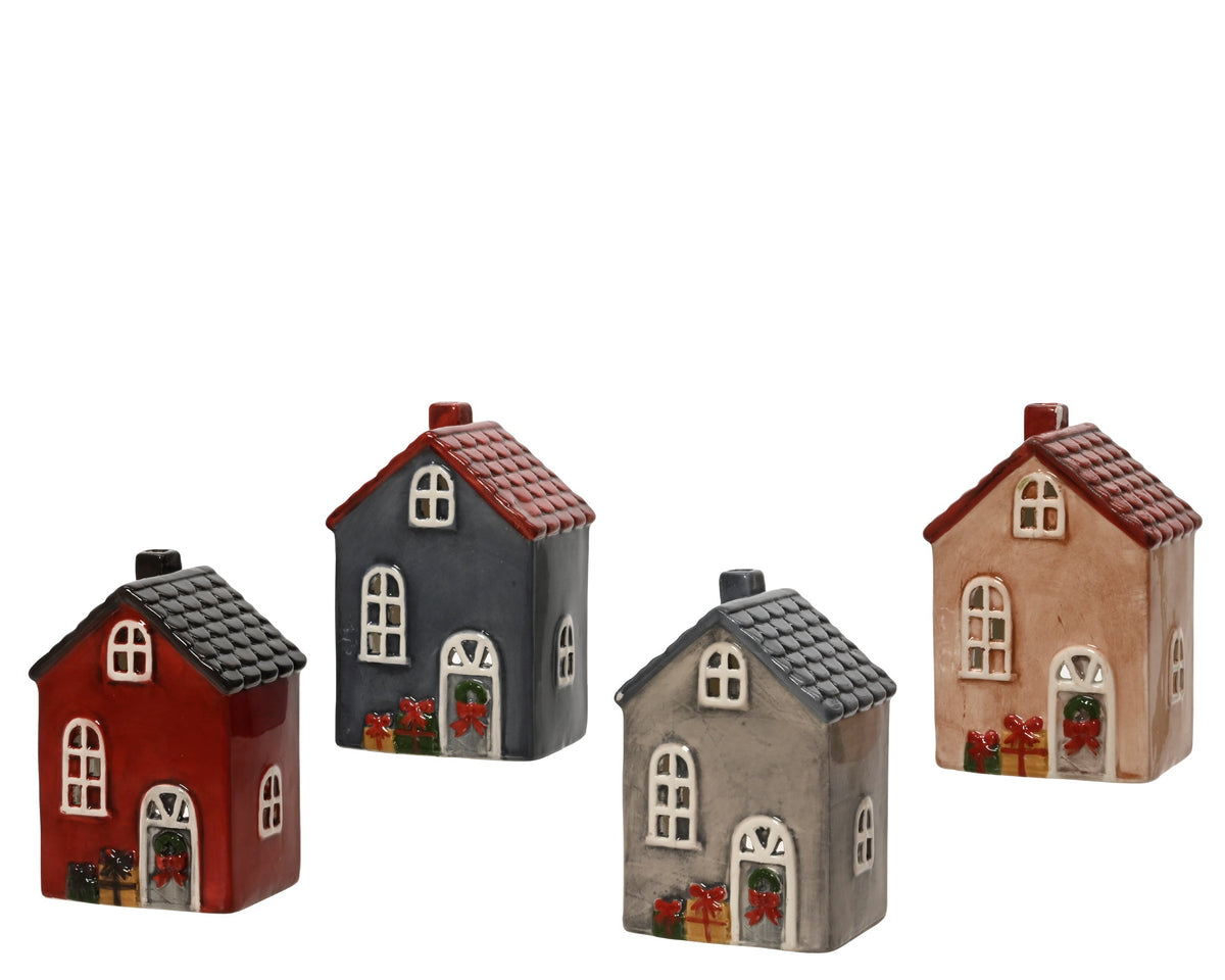 theelichthouder dolomiet house 4col ass assortie l.9.5cm x w.6.9cm x h.13.8cm