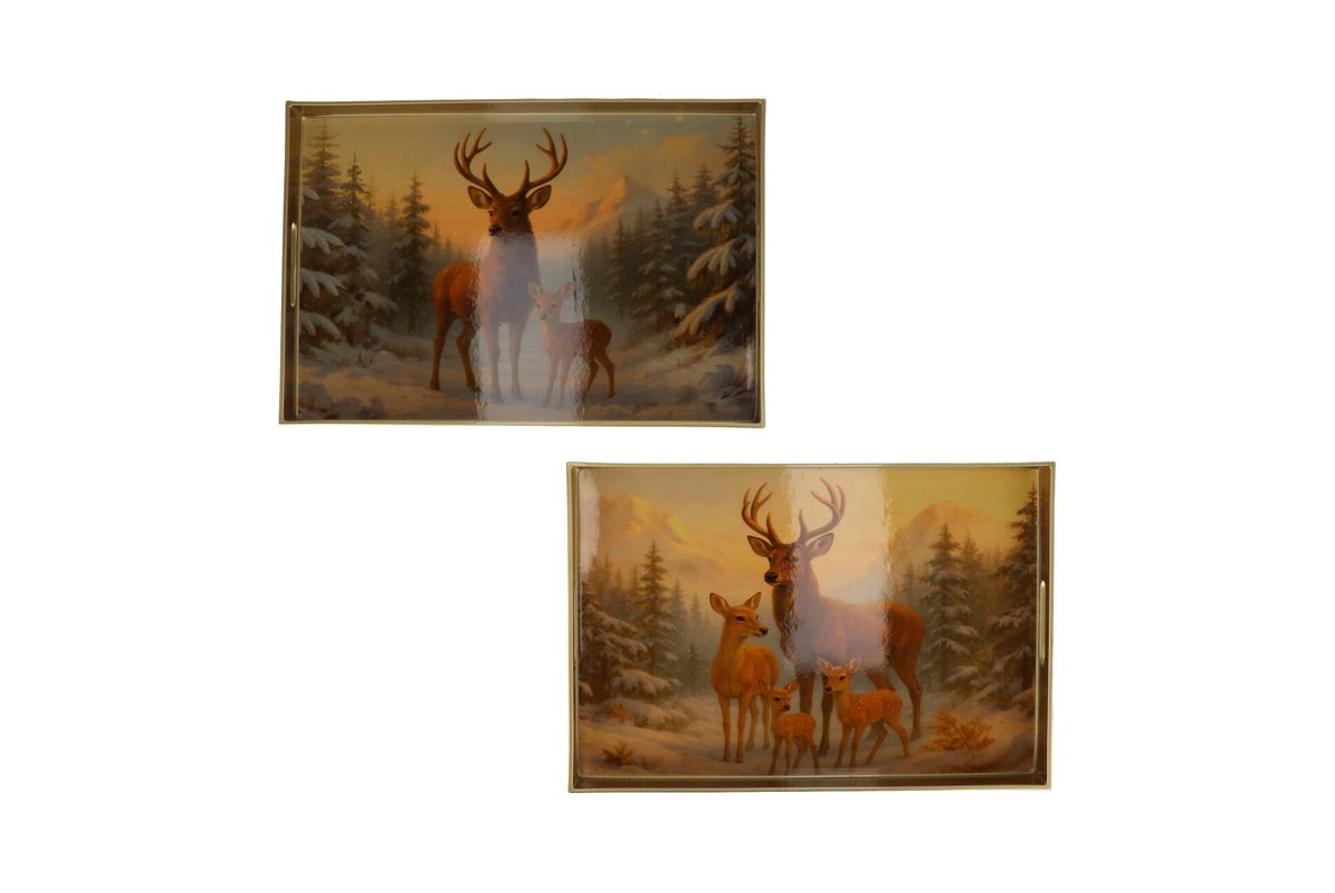 melamine print brown tray rectangle deer ass 40x26x4cm