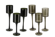 jazz green candle holder with foot ass p/3 8x20cm